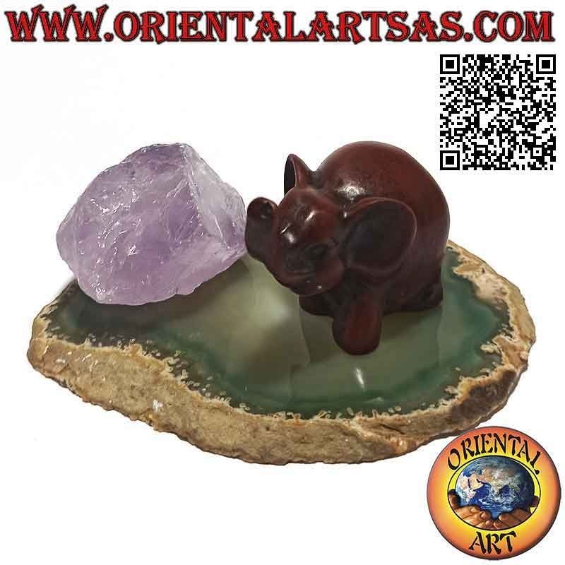 Escultura de elefante tailandés con orejas grandes en resina pequeña (color nogal)