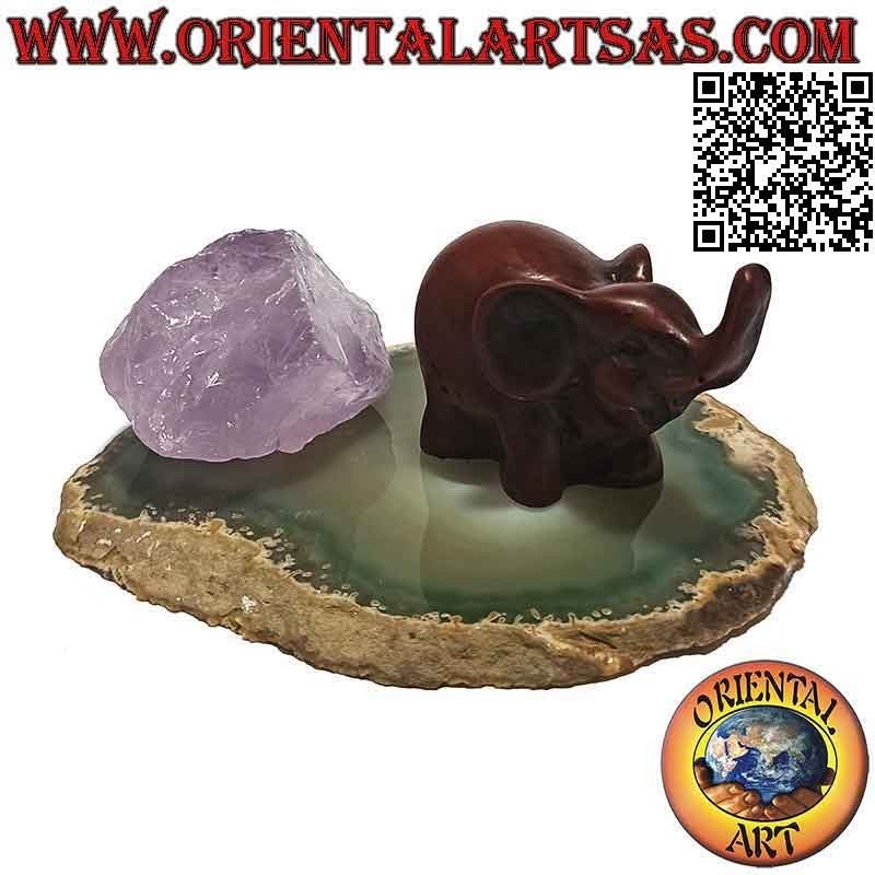 Escultura de elefante tailandés con orejas grandes en resina pequeña (color nogal)