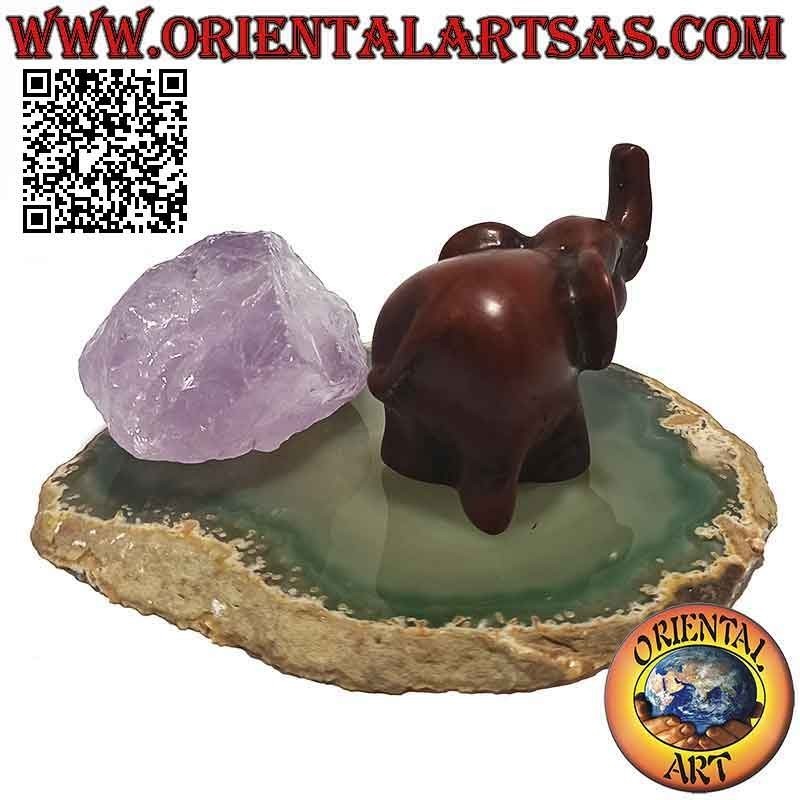 Thai Elefantenskulptur mit großen Ohren aus kleinem Harz (Walnussfarbe)