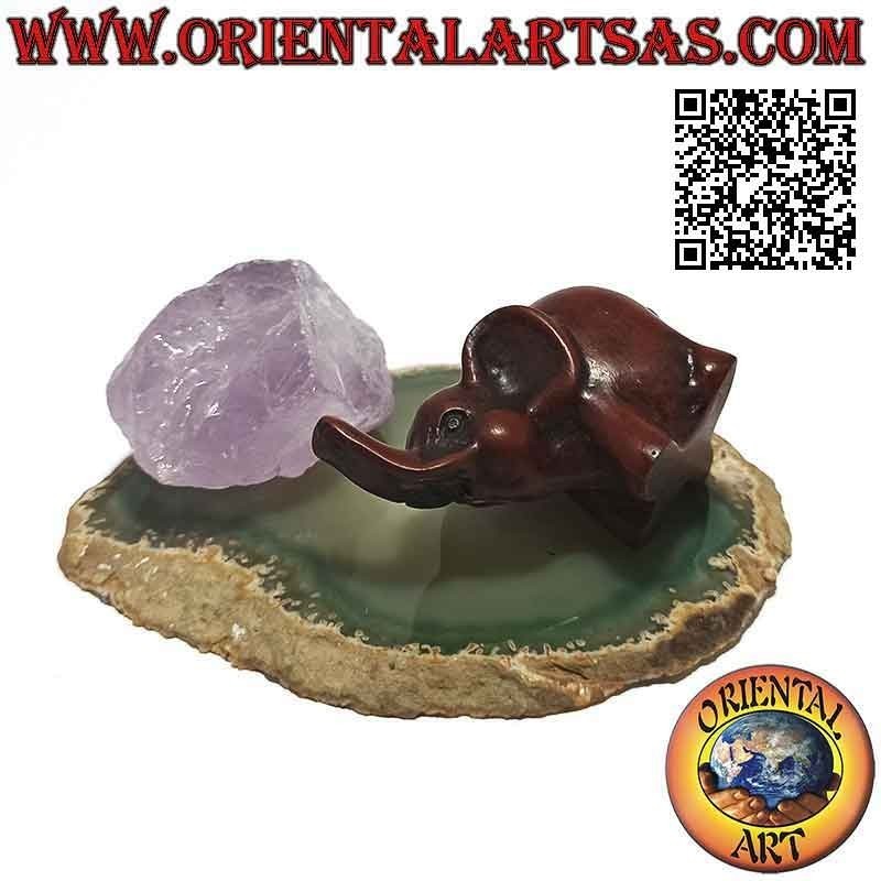 Thai Elefantenskulptur mit großen Ohren aus kleinem Harz (Walnussfarbe)