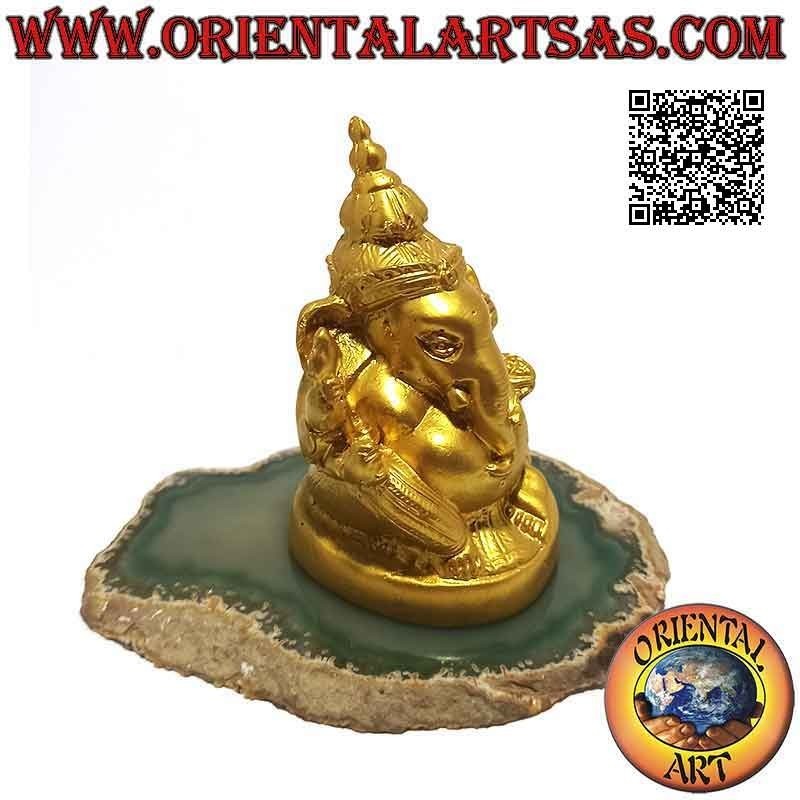 Scultura Ganesh "il Dio elefante" seduto con pancia grande, in resina (dorato da 7,5 cm)