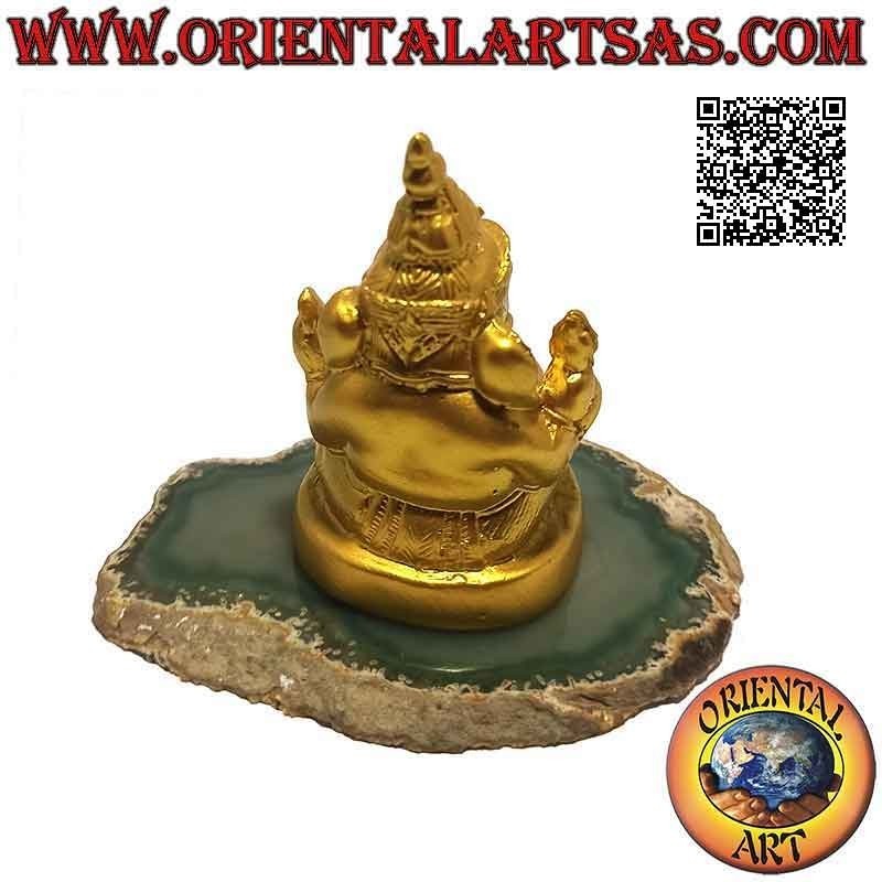 Sculpture de Ganesh "le Dieu éléphant" assis à gros ventre, en résine (7,5 cm doré)