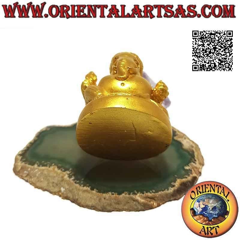 Escultura de Ganesh "el Dios elefante" sentado con gran barriga, en resina (7,5 cm dorado)