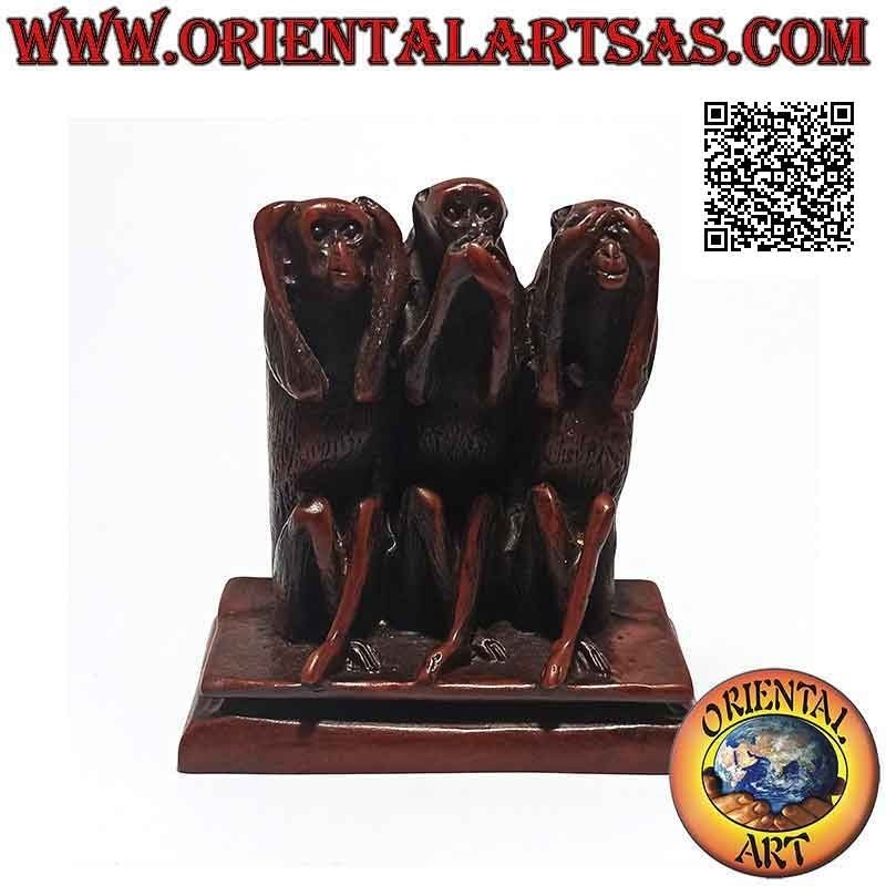 Skulptur "Die drei weisen Affen" (Sprichwort "Ich sehe nicht, ich höre nicht und ich spreche nicht") aus Harz (9 cm hoch)