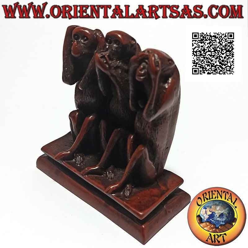 Skulptur "Die drei weisen Affen" (Sprichwort "Ich sehe nicht, ich höre nicht und ich spreche nicht") aus Harz (9 cm hoch)