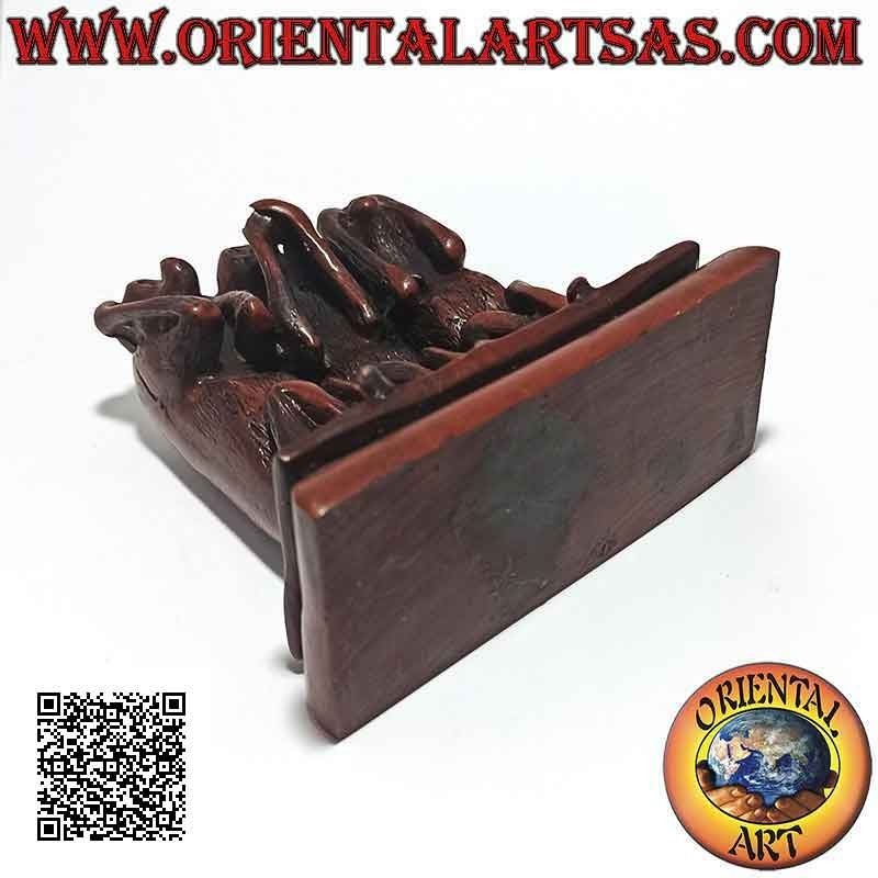 Escultura "los tres monos sabios" (refrán "no veo, no oigo y no hablo") en resina (9 cm de alto)