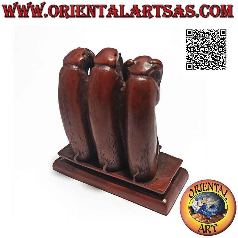 Escultura "los tres monos sabios" (refrán "no veo, no oigo y no hablo") en resina (9 cm de alto)