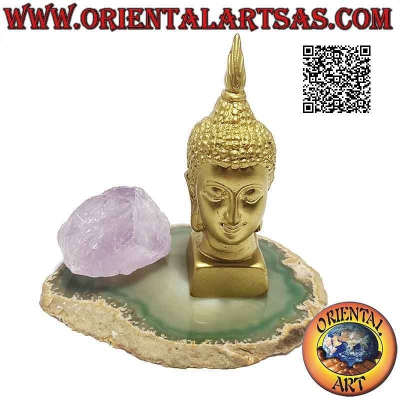 Kopf des Buddha (derjenige, der zur ultimativen Realität erleuchtet / erwacht ist) aus Harz, vergoldet 9 cm