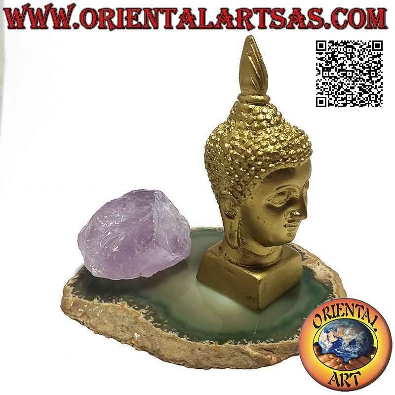 Kopf des Buddha (derjenige, der zur ultimativen Realität erleuchtet / erwacht ist) aus Harz, vergoldet 9 cm