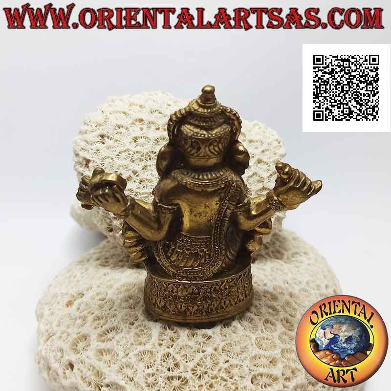 Escultura de Ganesh "el dios elefante" en el altar, en latón dorado envejecido de 8 cm