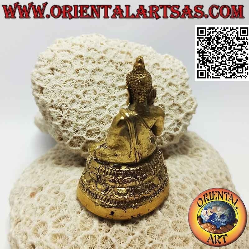 Sculpture Bouddha de bénédiction sur l'autel en laiton doré 7,5 cm