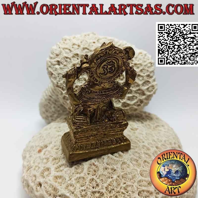 Ganesh Skulptur "der Elefantengott" auf dem Altar sitzend, aus 8 cm vergoldetem Messing