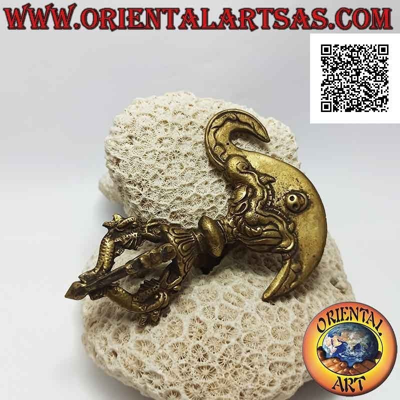 Kartika tibetano (objeto arma espiritual budista) con dorje de latón dorado de 12 cm