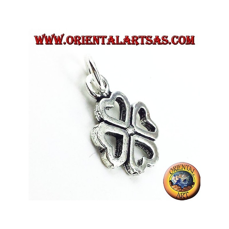 pendentif en argent, trèfle à quatre feuilles