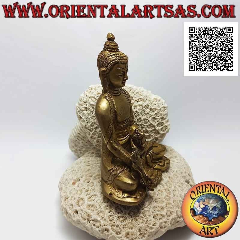Sculpture de Bouddha "Bhaiṣajyaguru - Bouddha de Médecine et Maître des Cures" Laiton népalais (12 cm)