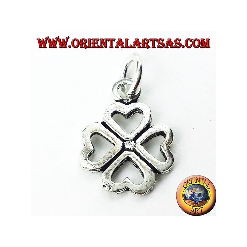 pendentif en argent, trèfle à quatre feuilles