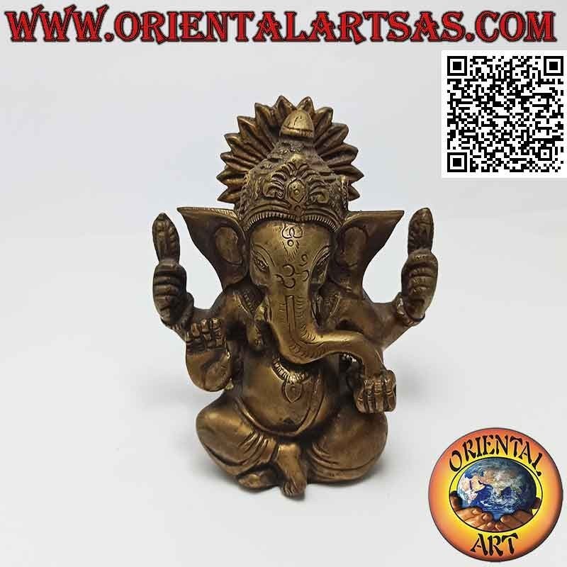 Sculpture en laiton 12 cm de Ganesh "le dieu éléphant" népalais assis
