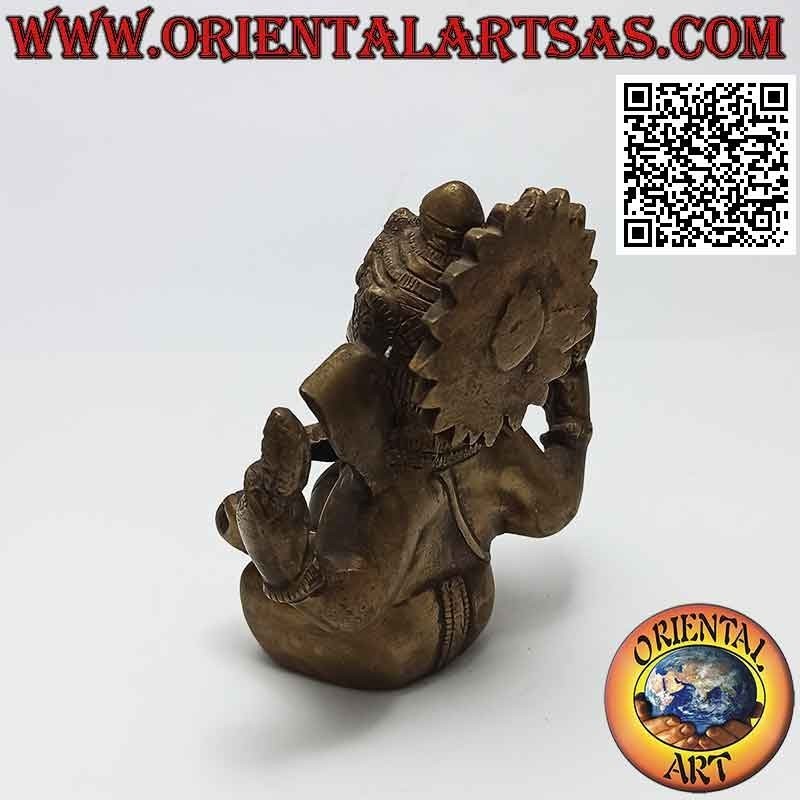 Escultura de latón de 12 cm de Ganesh "el dios elefante" Nepalí sentado
