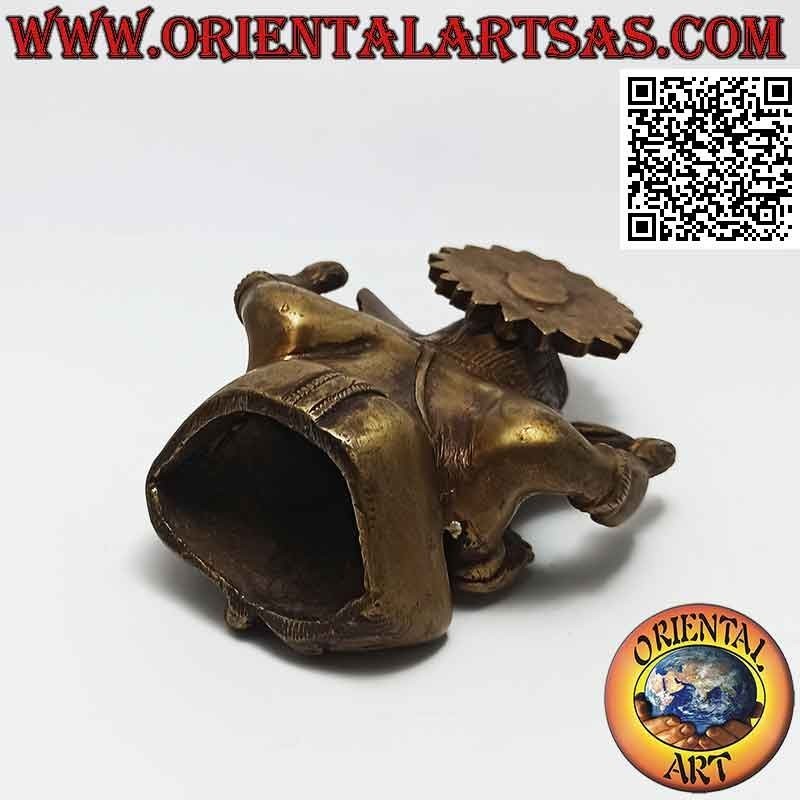 Scultura di Ganesh "il Dio elefante" nepalese seduto, in ottone da 12 cm
