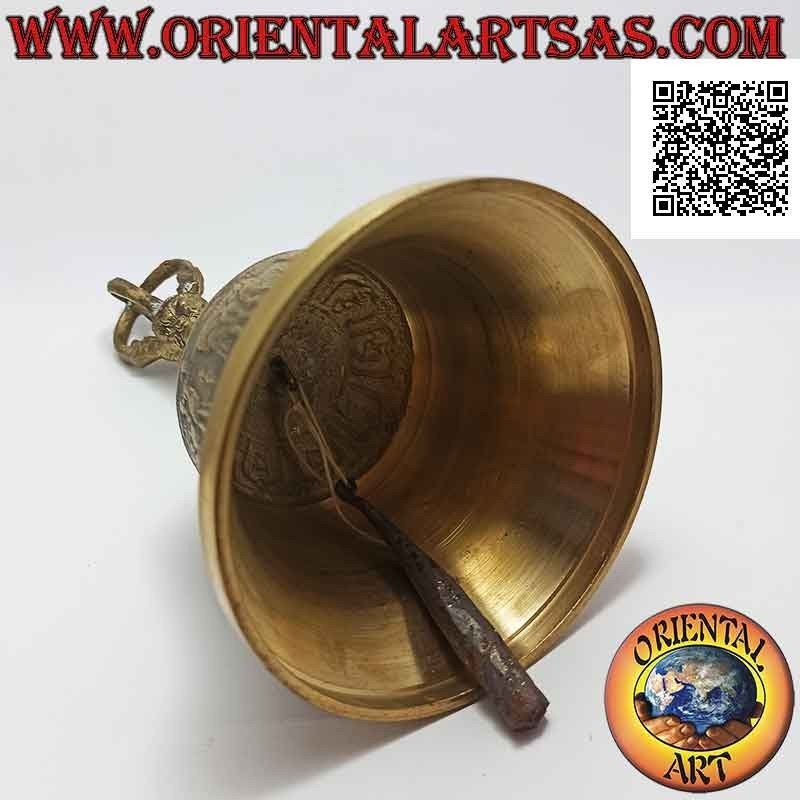 Campana tibetana "Ghanta" con manico dorje o vajra da preghiera e meditazione (20 cm)
