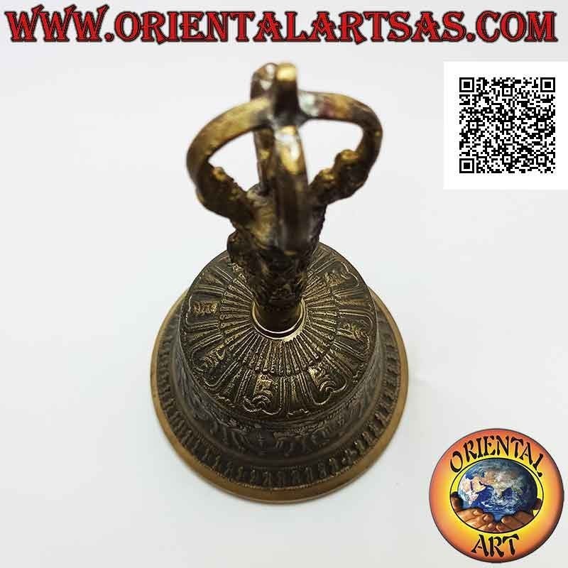 Cloche tibétaine "Ghanta" avec poignée dorje ou vajra pour la prière et la méditation (20 cm)