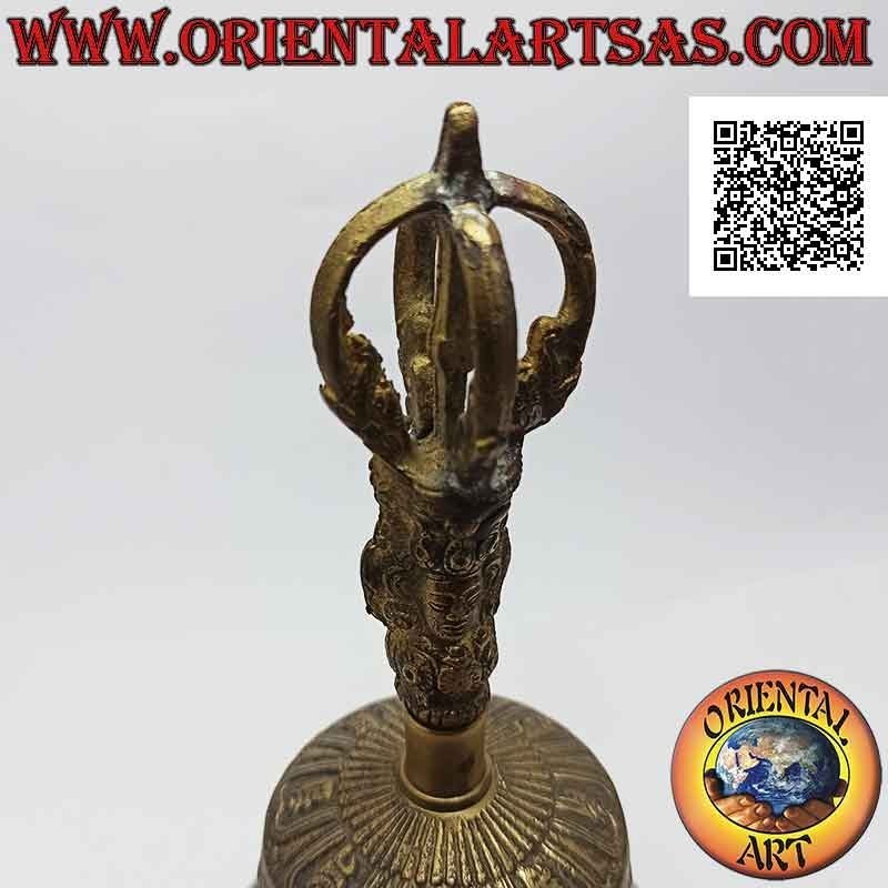 Campana tibetana "Ghanta" con mango dorje o vajra para oración y meditación (20 cm)