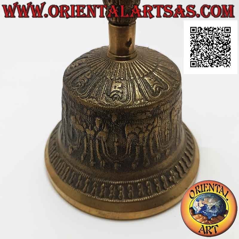 Cloche tibétaine "Ghanta" avec poignée dorje ou vajra pour la prière et la méditation (20 cm)