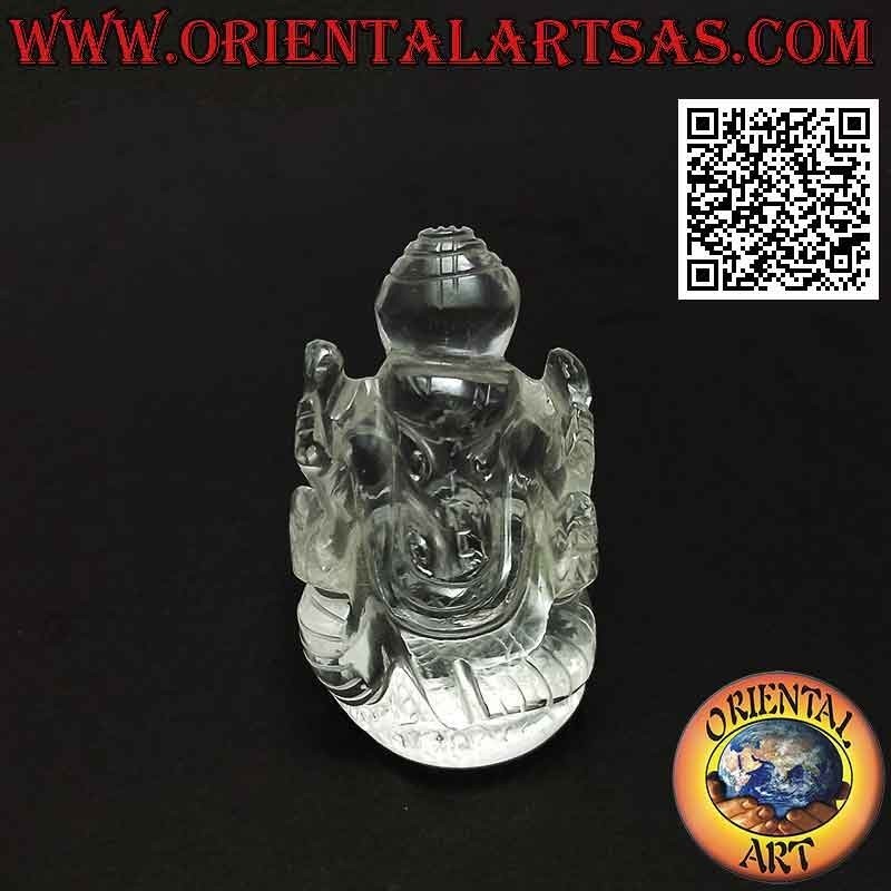 Ganesh Skulptur "der Elefantengott" sitzend in 6 cm Bergkristall