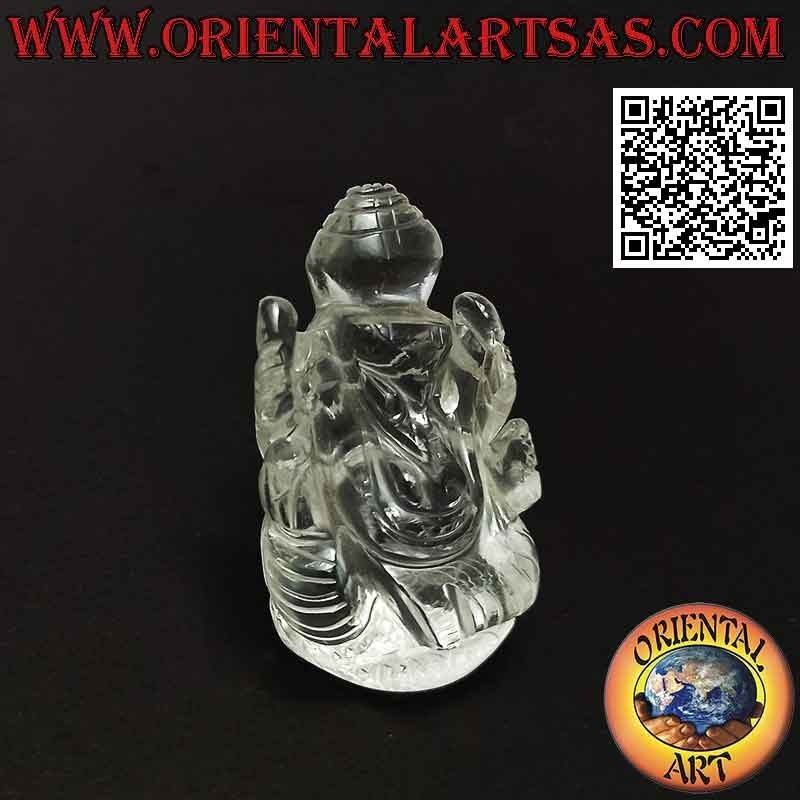 Scultura Ganesh "il Dio elefante" seduto in cristallo di rocca da 6 cm