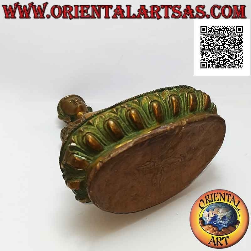 Sculpture Bouddha "Bhumisparsha Mudra - Subduing the demon Mara" en laiton 21 cm