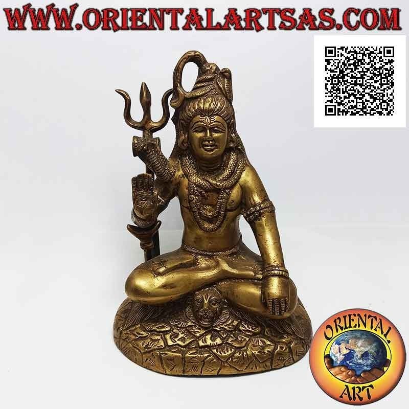 Scultura di Shiva in posizione classica, una delle principali divinità induiste, in ottone da 19 cm
