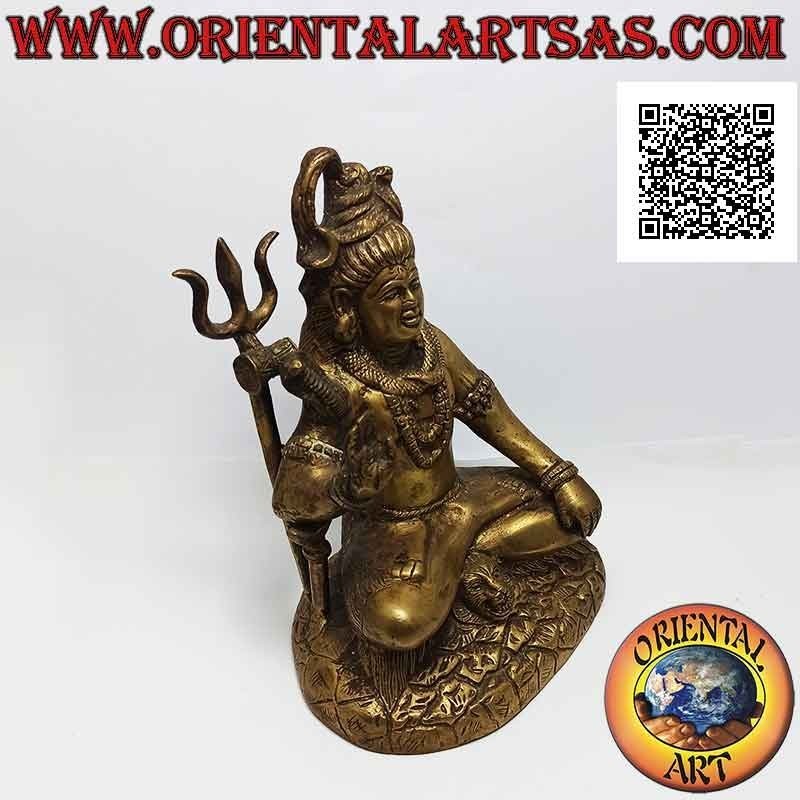 Skulptur von Shiva in klassischer Position, einer der wichtigsten hinduistischen Gottheiten, aus Messing 19 cm