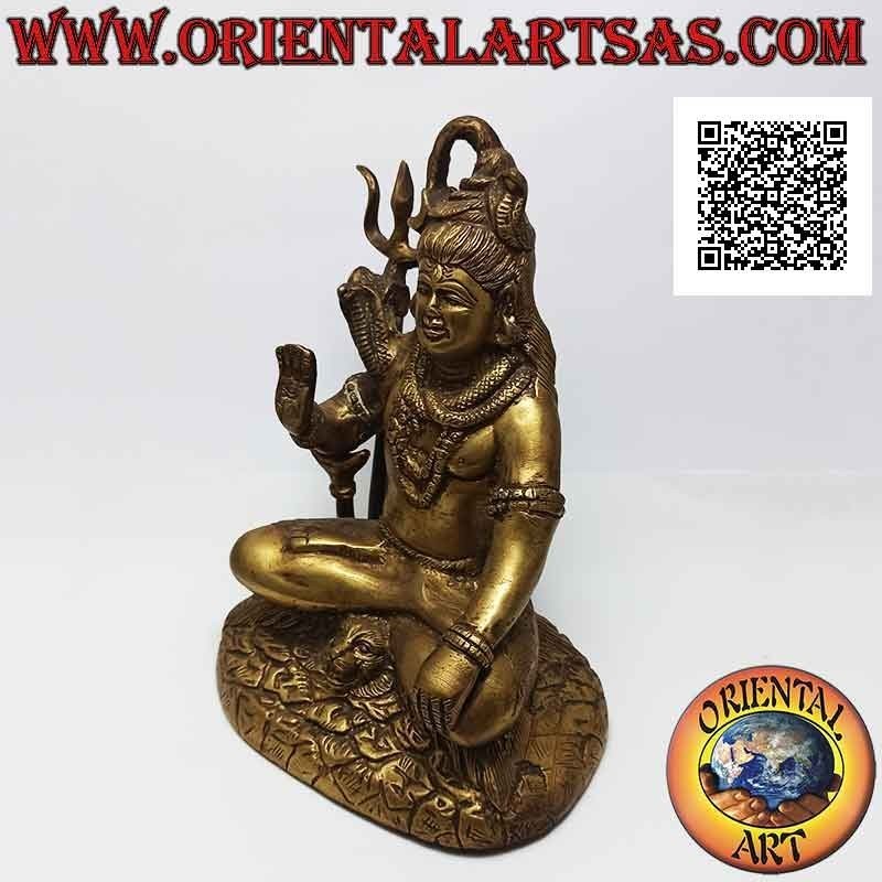 Sculpture of Shiva in classical position, one of the main Hindu deities, in brass 19 cm