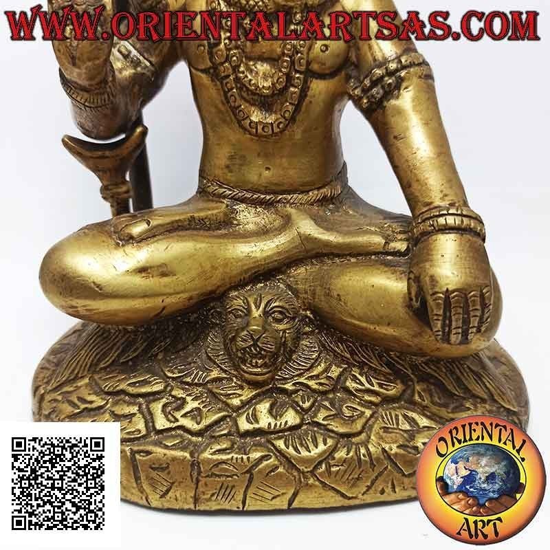 Scultura di Shiva in posizione classica, una delle principali divinità induiste, in ottone da 19 cm