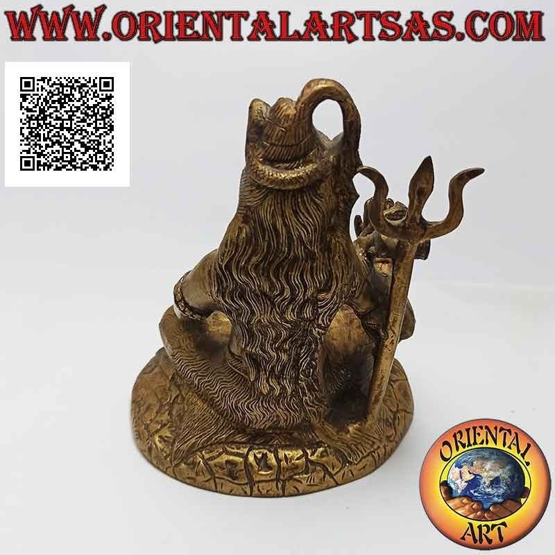 Scultura di Shiva in posizione classica, una delle principali divinità induiste, in ottone da 19 cm