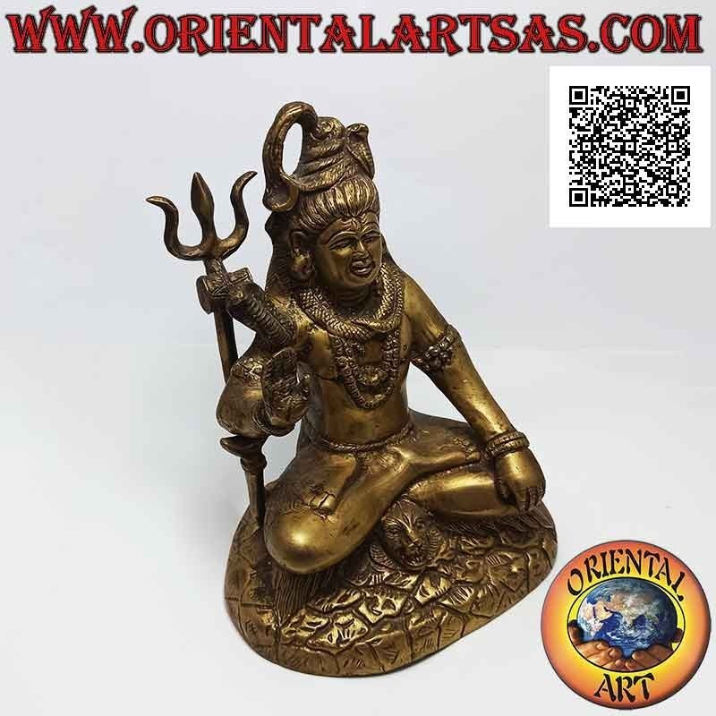 Scultura di Shiva in posizione classica, una delle principali divinità induiste, in ottone da 19 cm