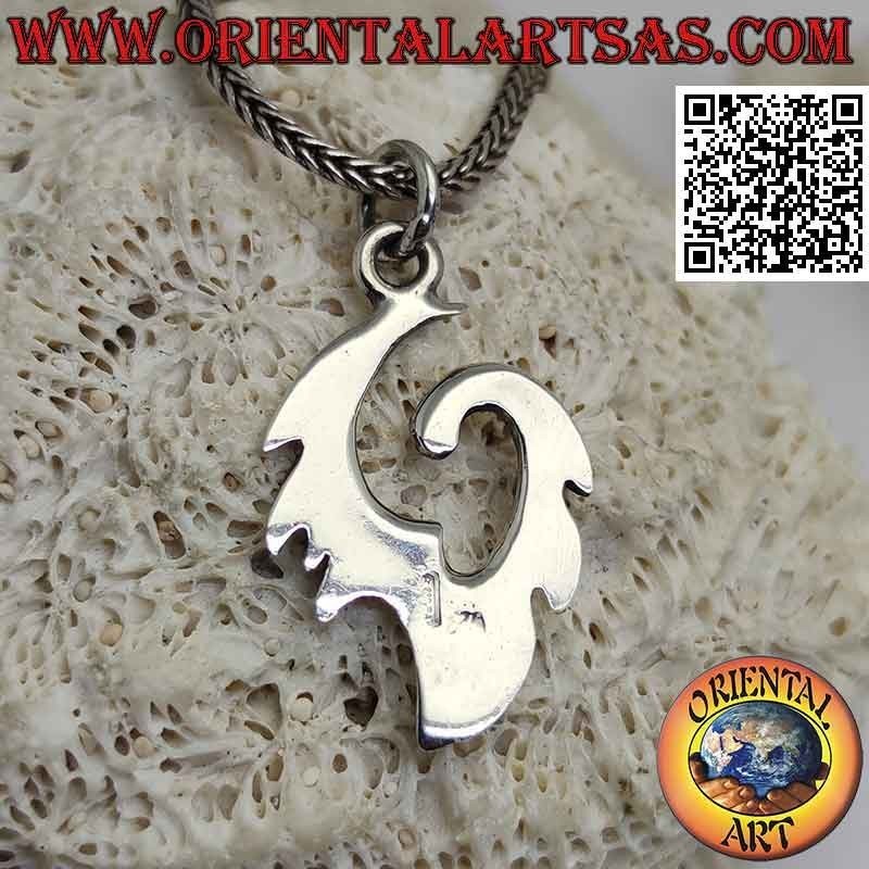 Silver pendant in the shape of a fish hook in Maori style - tribal