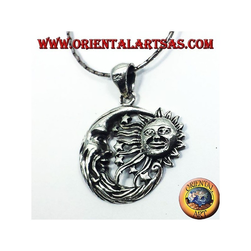 colgante de plata, sol y luna
