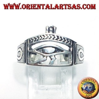 silver ring with Eye of Horus Ankh