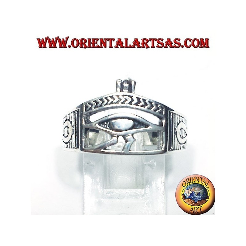 anello  in argento occhio di Horus con Ankh