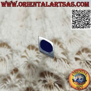 Mini earring in silver, smooth rhombus with wire oval lapis lazuli