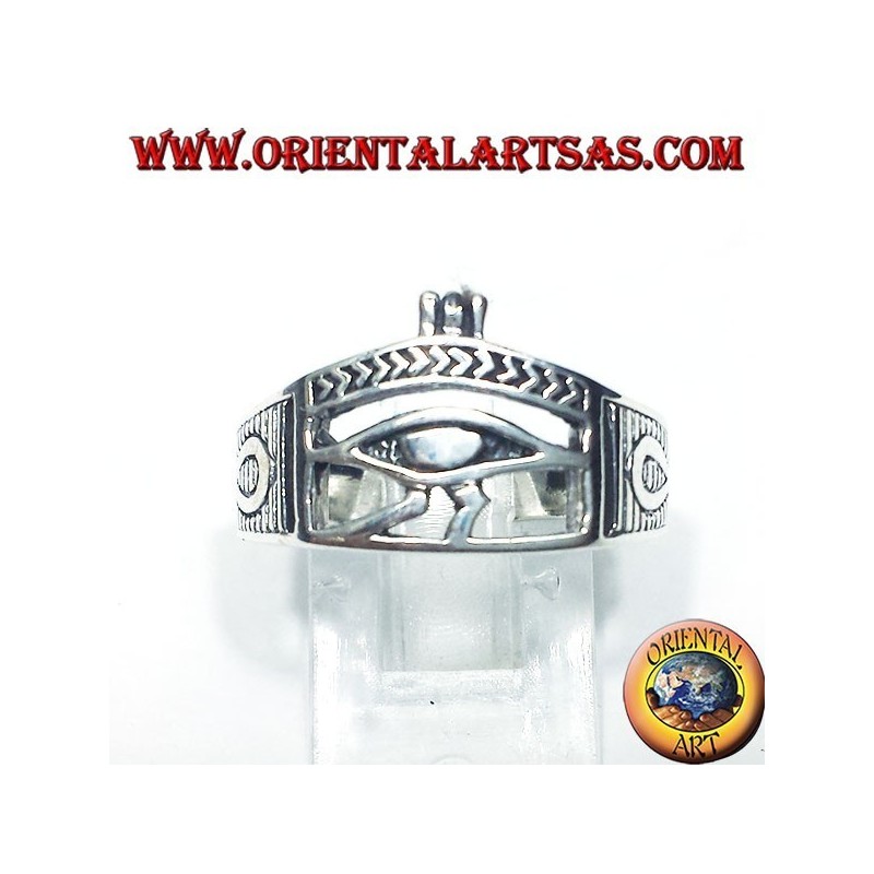 silver ring with Eye of Horus Ankh