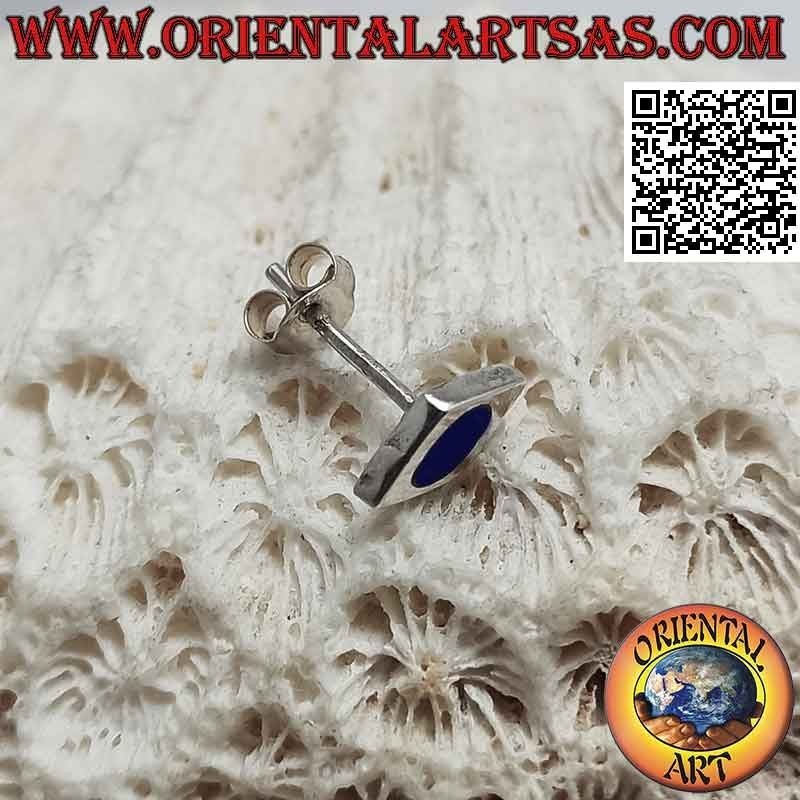 Mini pendiente de plata, rombo liso con alambre lapislázuli ovalado