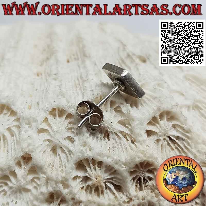 Mini boucle d'oreille en argent, losange lisse avec fil ovale turquoise