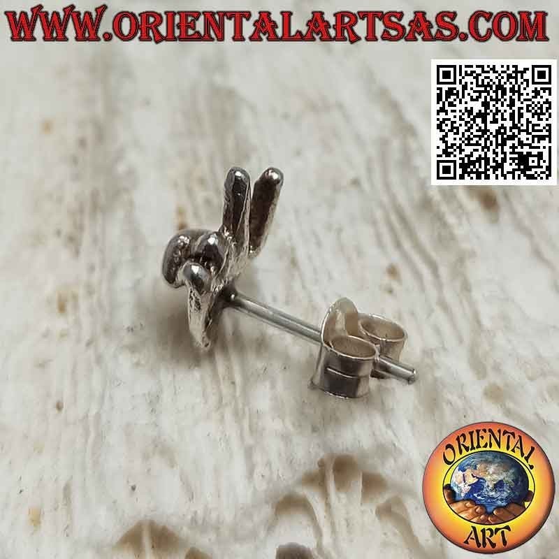 Mini silver earring, the hand gesture of victory or peace