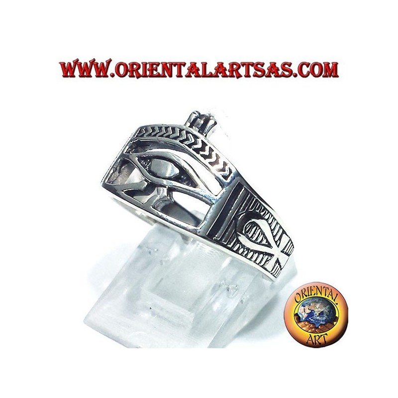 Silberring mit Auge des Horus Ankh