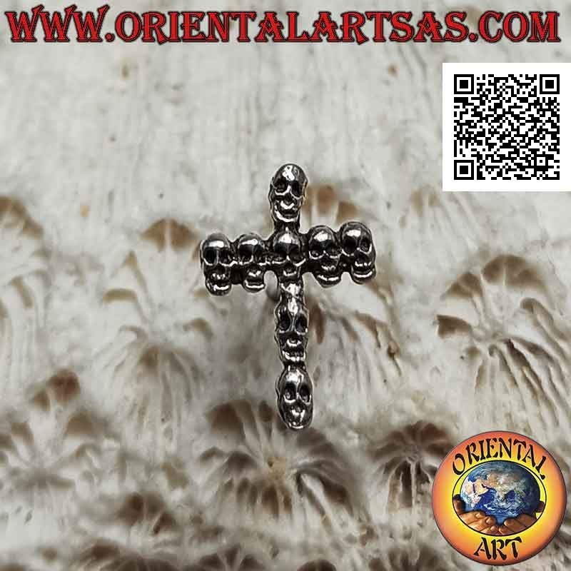 Mini-Silberohrring, das Totenkopfkreuz
