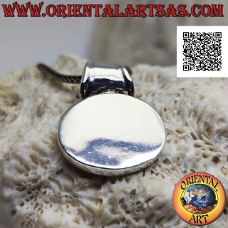 Colgante de plata, medalla ovalada horizontal lisa con gancho tubular (grabable)