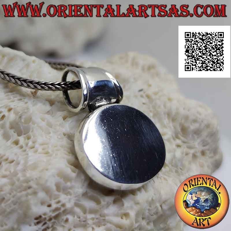 Silver pendant, horizontal oval smooth medal with tubular hook (engravable)