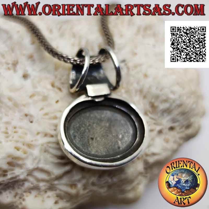 Pendentif en argent, médaille ovale horizontale lisse avec crochet tubulaire (gravable)